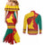Personalised Cameroon National Day Couples Matching Mermaid Dress and Long Sleeve Button Shirt Cameroun Coat Of Arms With Atoghu Pattern