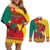 Personalised Cameroon National Day Couples Matching Off Shoulder Short Dress and Long Sleeve Button Shirt Cameroun Coat Of Arms With Atoghu Pattern - Wonder Print Shop