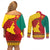 Personalised Cameroon National Day Couples Matching Off Shoulder Short Dress and Long Sleeve Button Shirt Cameroun Coat Of Arms With Atoghu Pattern - Wonder Print Shop