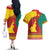Personalised Cameroon National Day Couples Matching Off The Shoulder Long Sleeve Dress and Hawaiian Shirt Cameroun Coat Of Arms With Atoghu Pattern - Wonder Print Shop