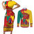 Personalised Cameroon National Day Couples Matching Short Sleeve Bodycon Dress and Long Sleeve Button Shirt Cameroun Coat Of Arms With Atoghu Pattern - Wonder Print Shop
