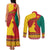 Personalised Cameroon National Day Couples Matching Tank Maxi Dress and Long Sleeve Button Shirt Cameroun Coat Of Arms With Atoghu Pattern - Wonder Print Shop