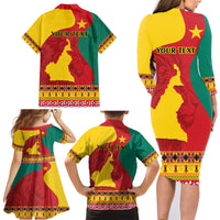 Personalised Cameroon National Day Family Matching Long Sleeve Bodycon Dress and Hawaiian Shirt Cameroun Coat Of Arms With Atoghu Pattern - Wonder Print Shop