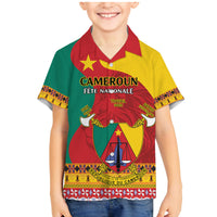 Personalised Cameroon National Day Family Matching Mermaid Dress and Hawaiian Shirt Cameroun Coat Of Arms With Atoghu Pattern - Wonder Print Shop