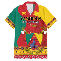 Personalised Cameroon National Day Family Matching Off Shoulder Maxi Dress and Hawaiian Shirt Cameroun Coat Of Arms With Atoghu Pattern - Wonder Print Shop