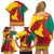 Personalised Cameroon National Day Family Matching Off Shoulder Short Dress and Hawaiian Shirt Cameroun Coat Of Arms With Atoghu Pattern - Wonder Print Shop