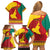 Personalised Cameroon National Day Family Matching Off Shoulder Short Dress and Hawaiian Shirt Cameroun Coat Of Arms With Atoghu Pattern