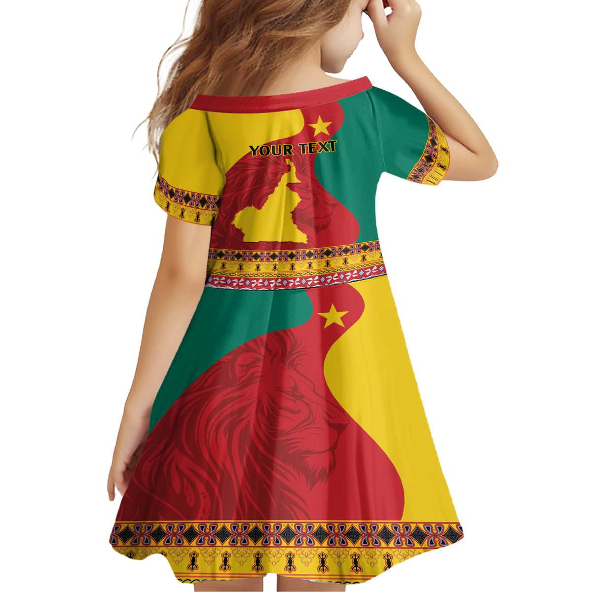 Personalised Cameroon National Day Family Matching Short Sleeve Bodycon Dress and Hawaiian Shirt Cameroun Coat Of Arms With Atoghu Pattern - Wonder Print Shop