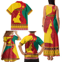 Personalised Cameroon National Day Family Matching Tank Maxi Dress and Hawaiian Shirt Cameroun Coat Of Arms With Atoghu Pattern - Wonder Print Shop