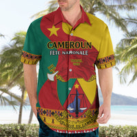 Personalised Cameroon National Day Hawaiian Shirt Cameroun Coat Of Arms With Atoghu Pattern - Wonder Print Shop