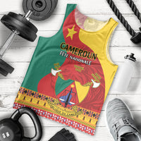Personalised Cameroon National Day Men Tank Top Cameroun Coat Of Arms With Atoghu Pattern - Wonder Print Shop