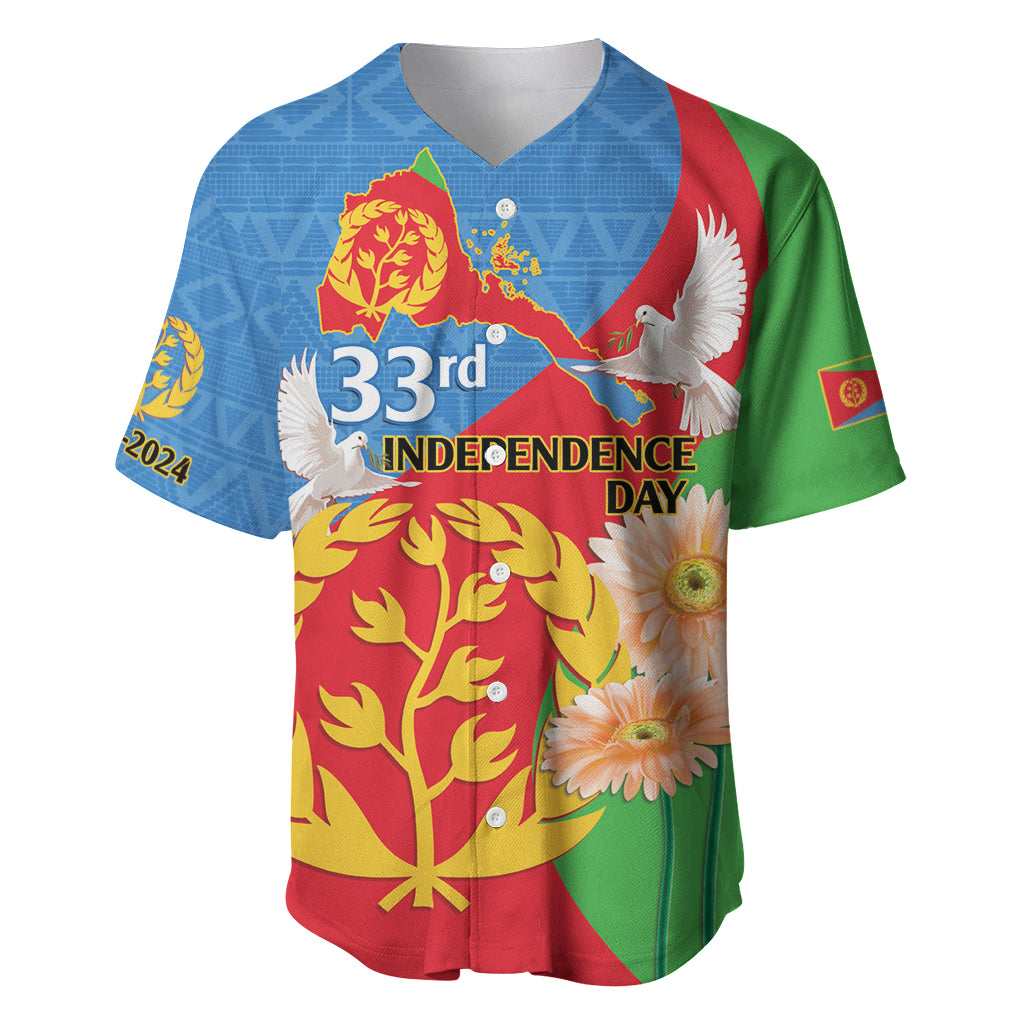 Eritrea Independence Day Baseball Jersey Eritrean Olive Branches 33rd Anniversary - Wonder Print Shop