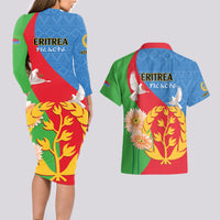 Eritrea Independence Day Couples Matching Long Sleeve Bodycon Dress and Hawaiian Shirt Eritrean Olive Branches 33rd Anniversary - Wonder Print Shop