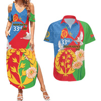 Eritrea Independence Day Couples Matching Summer Maxi Dress and Hawaiian Shirt Eritrean Olive Branches 33rd Anniversary - Wonder Print Shop