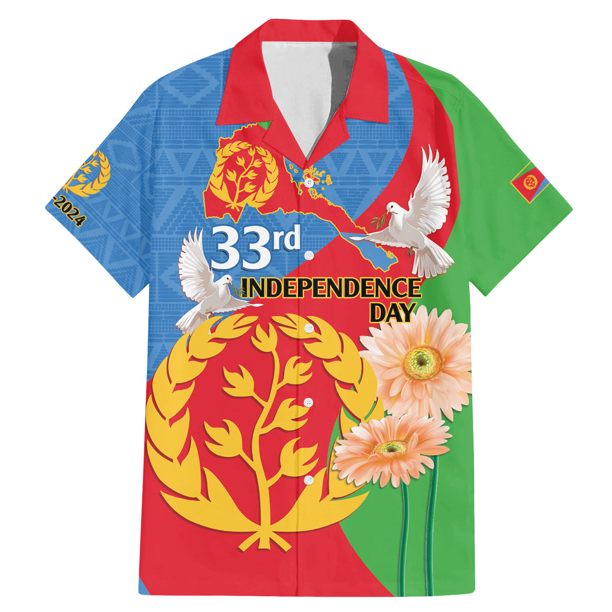 Eritrea Independence Day Family Matching Mermaid Dress and Hawaiian Shirt Eritrean Olive Branches 33rd Anniversary - Wonder Print Shop