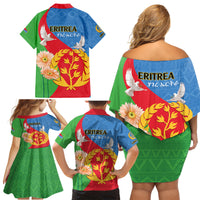 Eritrea Independence Day Family Matching Off Shoulder Short Dress and Hawaiian Shirt Eritrean Olive Branches 33rd Anniversary - Wonder Print Shop