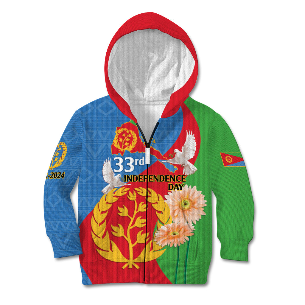 Eritrea Independence Day Kid Hoodie Eritrean Olive Branches 33rd Anniversary - Wonder Print Shop