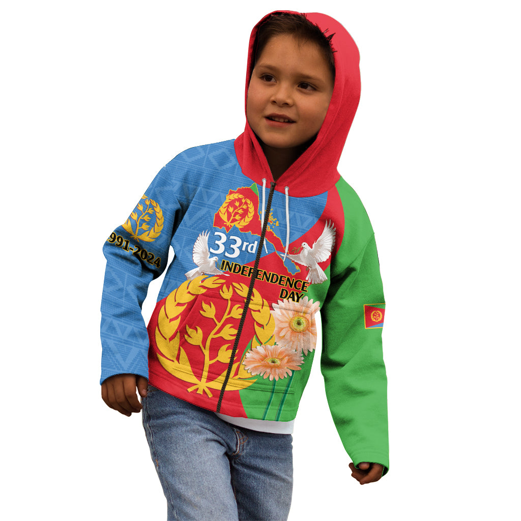 Eritrea Independence Day Kid Hoodie Eritrean Olive Branches 33rd Anniversary - Wonder Print Shop