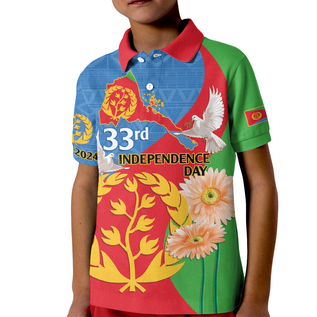 Eritrea Independence Day Kid Polo Shirt Eritrean Olive Branches 33rd Anniversary - Wonder Print Shop