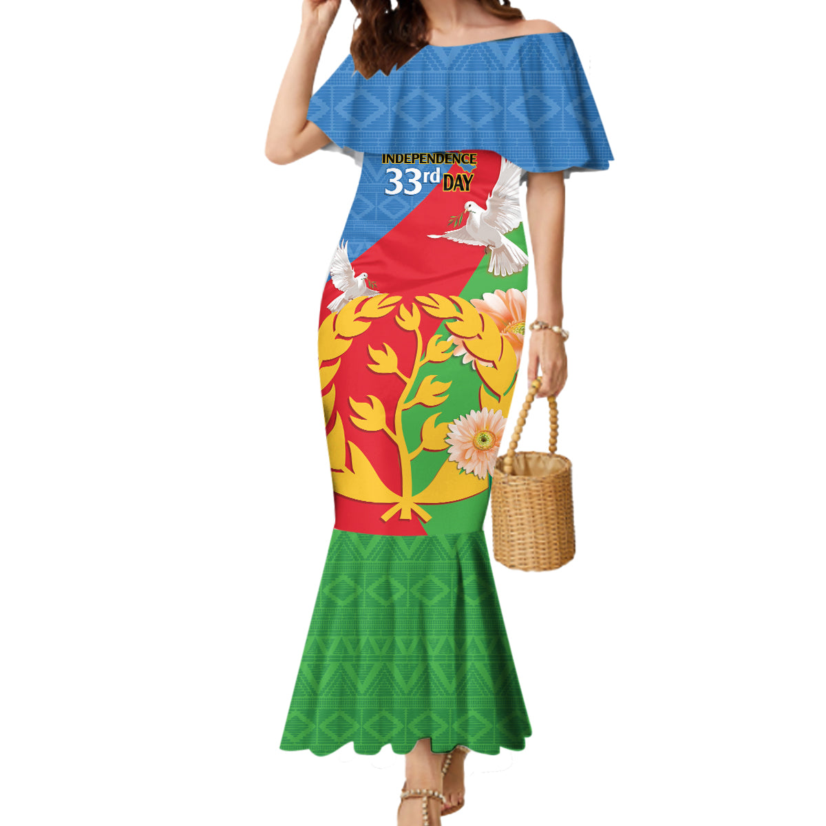 Eritrea Independence Day Mermaid Dress Eritrean Olive Branches 33rd Anniversary - Wonder Print Shop
