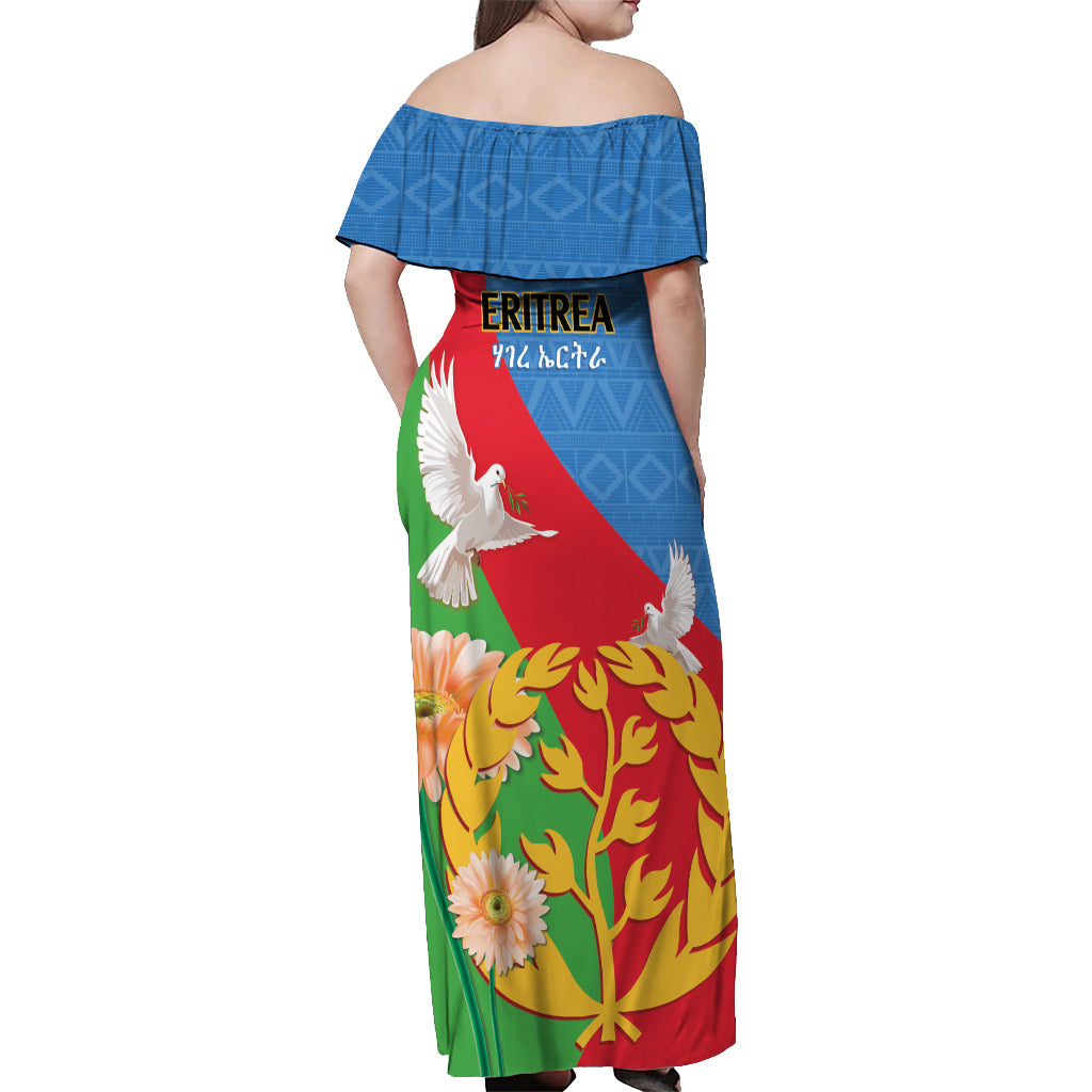 Eritrea Independence Day Off Shoulder Maxi Dress Eritrean Olive Branches 33rd Anniversary - Wonder Print Shop