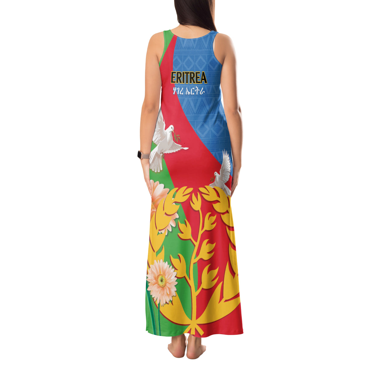 Eritrea Independence Day Tank Maxi Dress Eritrean Olive Branches 33rd Anniversary - Wonder Print Shop