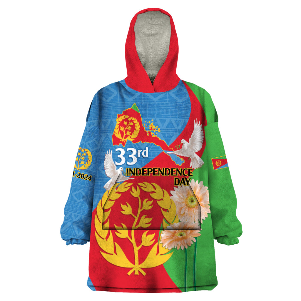 Eritrea Independence Day Wearable Blanket Hoodie Eritrean Olive Branches 33rd Anniversary