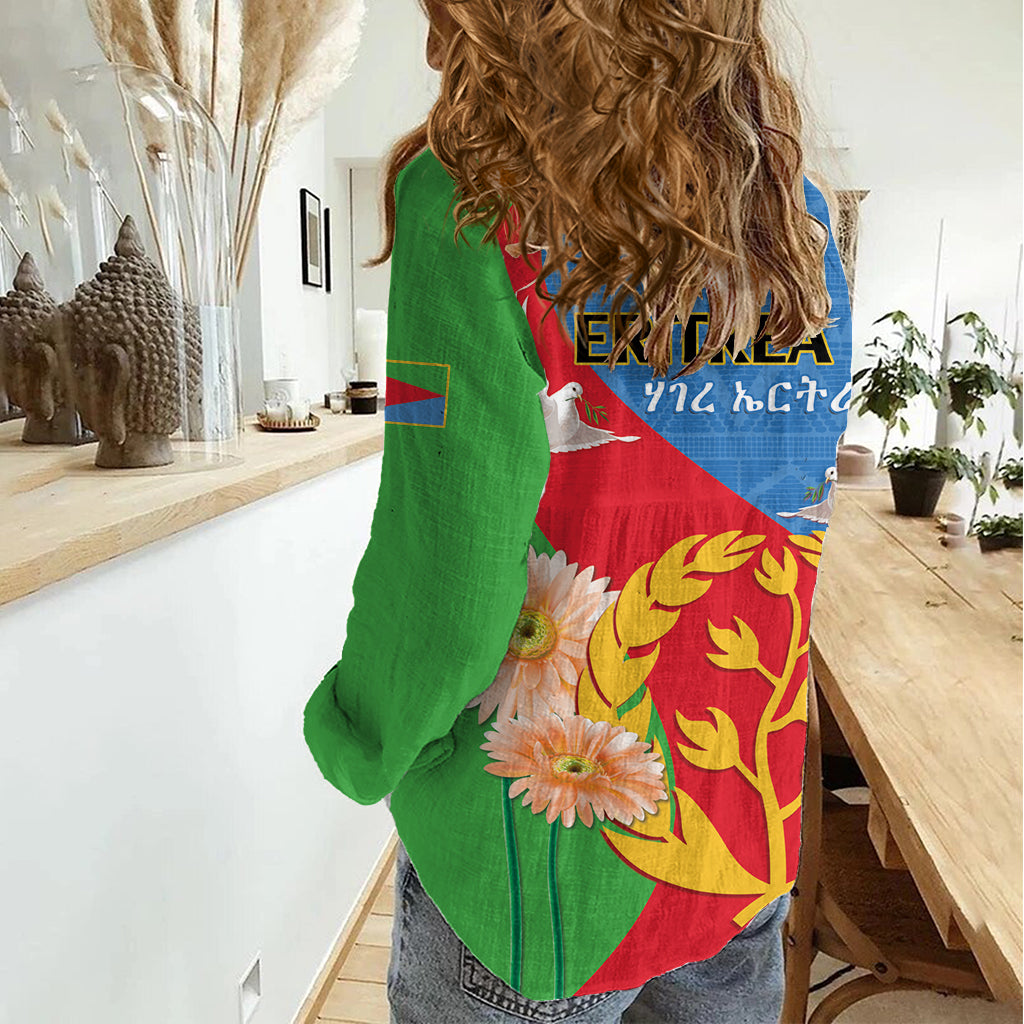 Eritrea Independence Day Women Casual Shirt Eritrean Olive Branches 33rd Anniversary - Wonder Print Shop