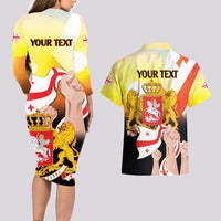 Personalised Georgia Couples Matching Long Sleeve Bodycon Dress and Hawaiian Shirt Happy 106 Years Of Independence - Wonder Print Shop