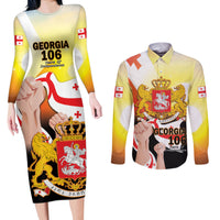 Personalised Georgia Couples Matching Long Sleeve Bodycon Dress and Long Sleeve Button Shirt Happy 106 Years Of Independence - Wonder Print Shop