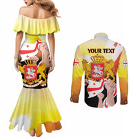 Personalised Georgia Couples Matching Mermaid Dress and Long Sleeve Button Shirt Happy 106 Years Of Independence