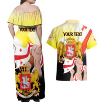 Personalised Georgia Couples Matching Off Shoulder Maxi Dress and Hawaiian Shirt Happy 106 Years Of Independence - Wonder Print Shop