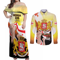 Personalised Georgia Couples Matching Off Shoulder Maxi Dress and Long Sleeve Button Shirt Happy 106 Years Of Independence - Wonder Print Shop