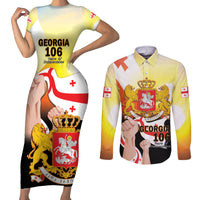 Personalised Georgia Couples Matching Short Sleeve Bodycon Dress and Long Sleeve Button Shirt Happy 106 Years Of Independence - Wonder Print Shop