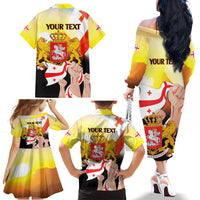 Personalised Georgia Family Matching Off The Shoulder Long Sleeve Dress and Hawaiian Shirt Happy 106 Years Of Independence - Wonder Print Shop