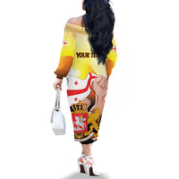 Personalised Georgia Family Matching Off The Shoulder Long Sleeve Dress and Hawaiian Shirt Happy 106 Years Of Independence - Wonder Print Shop