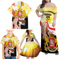 Personalised Georgia Family Matching Off Shoulder Maxi Dress and Hawaiian Shirt Happy 106 Years Of Independence - Wonder Print Shop