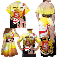 Personalised Georgia Family Matching Off Shoulder Maxi Dress and Hawaiian Shirt Happy 106 Years Of Independence - Wonder Print Shop