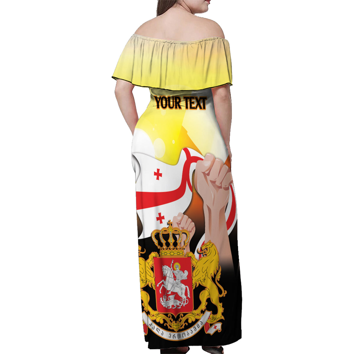 Personalised Georgia Family Matching Off Shoulder Maxi Dress and Hawaiian Shirt Happy 106 Years Of Independence - Wonder Print Shop