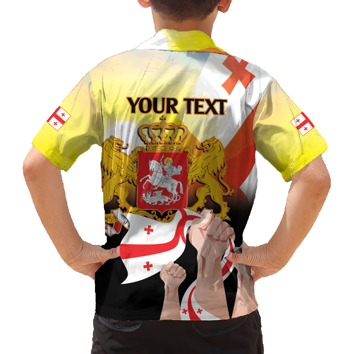 Personalised Georgia Family Matching Off Shoulder Short Dress and Hawaiian Shirt Happy 106 Years Of Independence - Wonder Print Shop