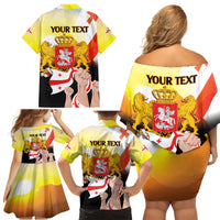 Personalised Georgia Family Matching Off Shoulder Short Dress and Hawaiian Shirt Happy 106 Years Of Independence - Wonder Print Shop