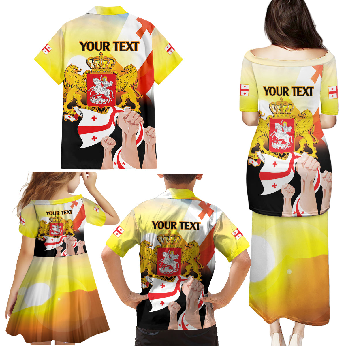 Personalised Georgia Family Matching Puletasi and Hawaiian Shirt Happy 106 Years Of Independence - Wonder Print Shop