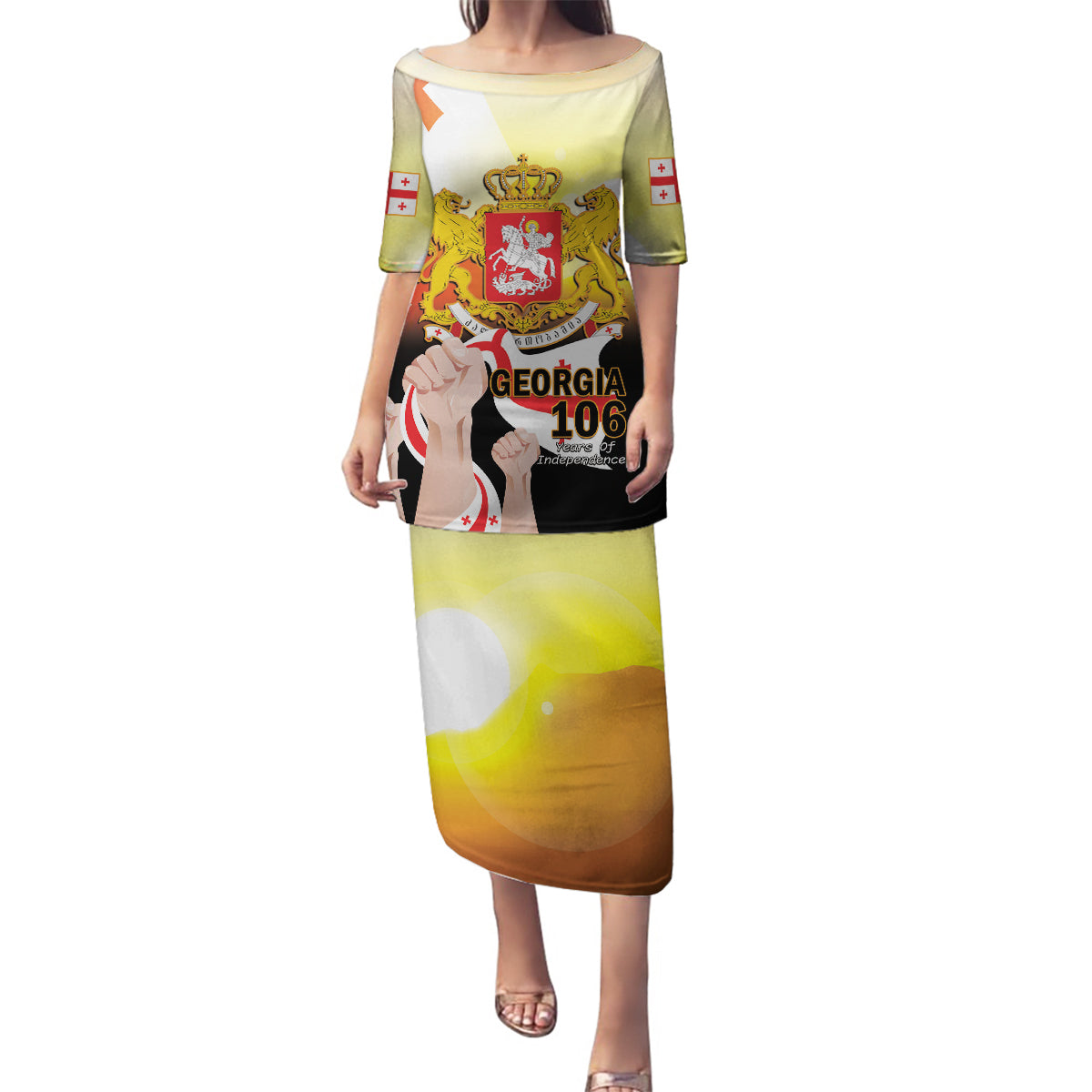 Personalised Georgia Family Matching Puletasi and Hawaiian Shirt Happy 106 Years Of Independence - Wonder Print Shop