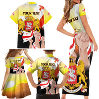 Personalised Georgia Family Matching Short Sleeve Bodycon Dress and Hawaiian Shirt Happy 106 Years Of Independence - Wonder Print Shop