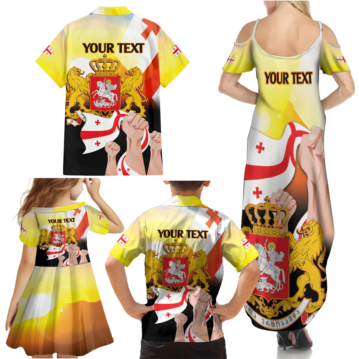 Personalised Georgia Family Matching Summer Maxi Dress and Hawaiian Shirt Happy 106 Years Of Independence - Wonder Print Shop