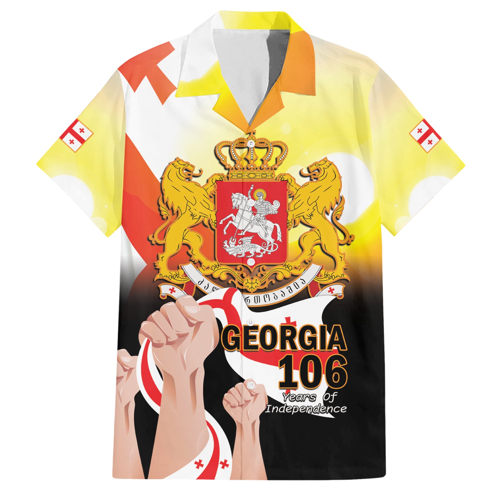 Personalised Georgia Hawaiian Shirt Happy 106 Years Of Independence - Wonder Print Shop