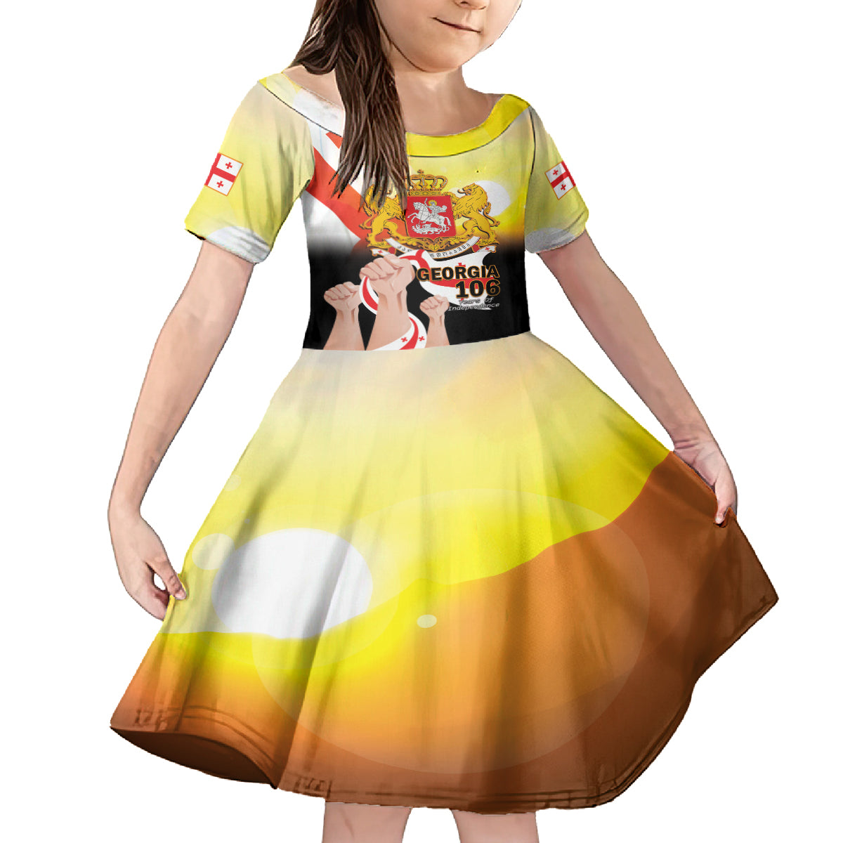 Personalised Georgia Kid Short Sleeve Dress Happy 106 Years Of Independence - Wonder Print Shop