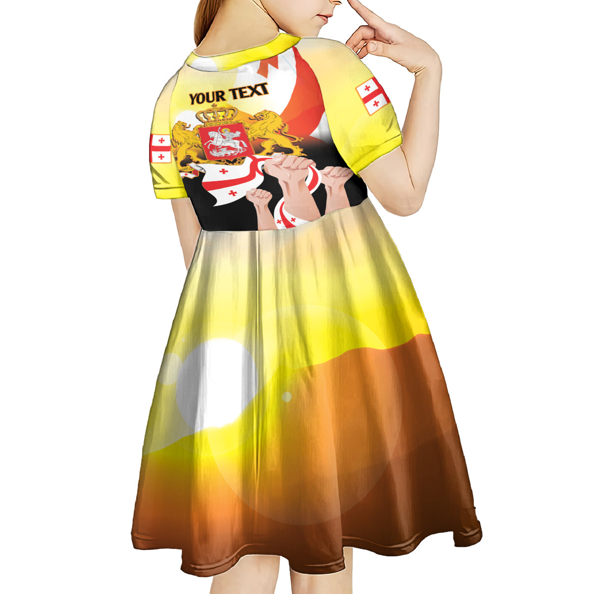 Personalised Georgia Kid Short Sleeve Dress Happy 106 Years Of Independence - Wonder Print Shop