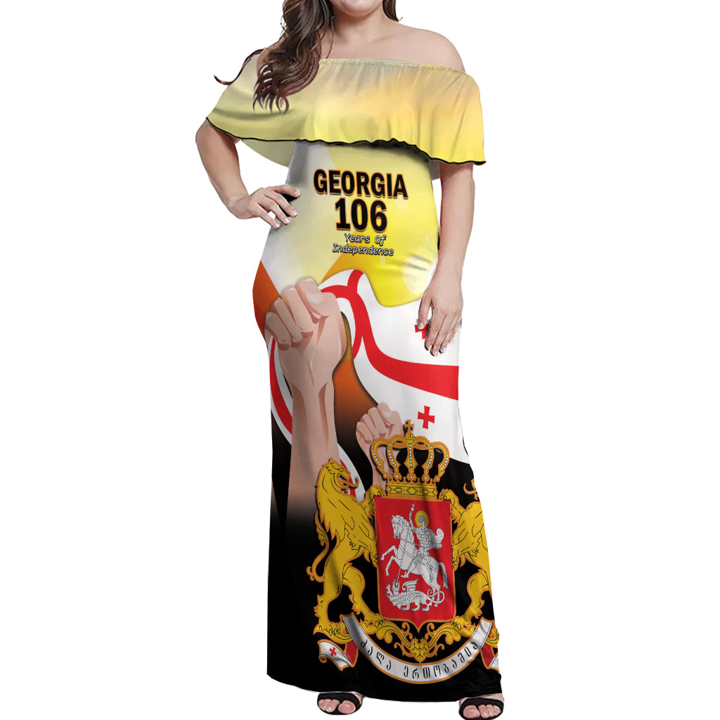 Personalised Georgia Off Shoulder Maxi Dress Happy 106 Years Of Independence - Wonder Print Shop