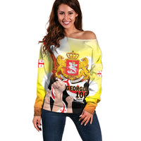 Personalised Georgia Off Shoulder Sweater Happy 106 Years Of Independence - Wonder Print Shop